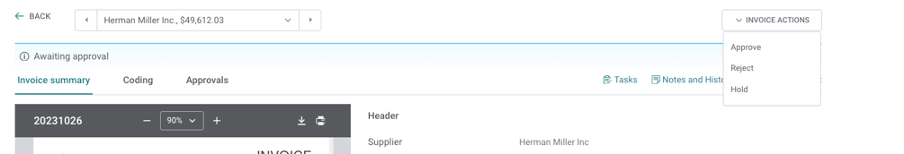 Invoice Approval: Approve, Hold, or Reject an Invoice